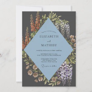 Invitation Mariage Fleur de Glycine Ardoise