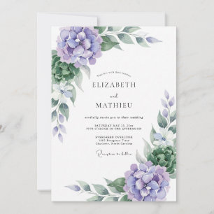 Invitation Mariage Fleur de Hortensia Pervenche