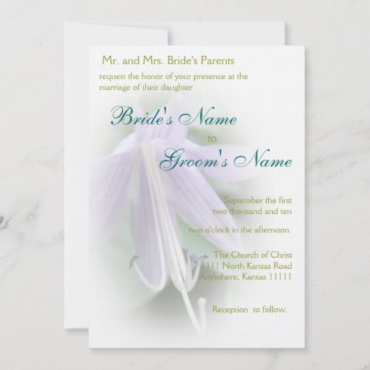 Invitation Mariage Fleur de Hosta Violette (Devant)