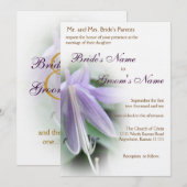 Invitation Mariage Fleur de Hosta Violette (Devant / Derrière)
