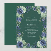 Invitation Mariage Fleur de Jade Indigo (Devant / Derrière)