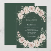 Invitation Mariage Fleur de Jade Sombre (Devant / Derrière)