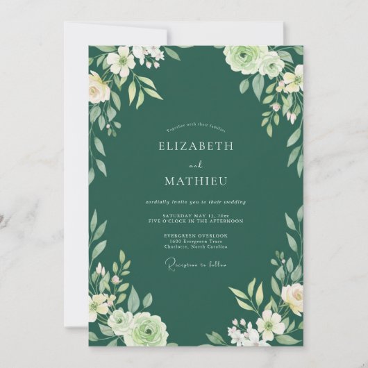 Invitation Mariage Fleur de la Forêt Peinte (Devant)