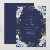 Invitation Mariage Fleur de la Nuit Azurée (Devant / Derrière)