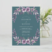 Invitation Mariage Fleur de la Passion Améthyste Sarcelle (Debout devant)