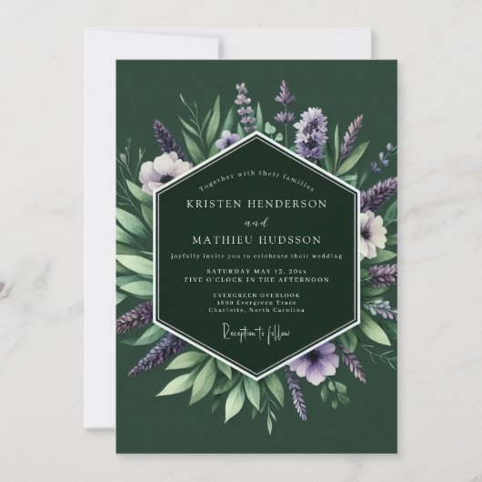 Invitation Mariage Fleur de la Passion Émeraude (Devant)