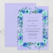 Invitation Mariage Fleur de la Passion Turquoise (Devant / Derrière)