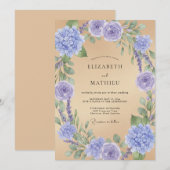 Invitation Mariage Fleur de Laurier Lavande (Devant / Derrière)