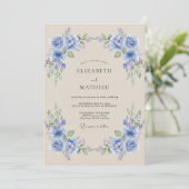 Invitation Mariage Fleur de Laurier Pervenche (Debout devant)