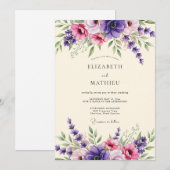 Invitation Mariage Fleur de Lavande Améthyste (Devant / Derrière)