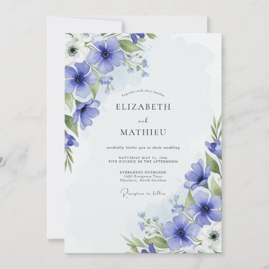 Invitation Mariage Fleur de Lavande Aquarelle (Devant)