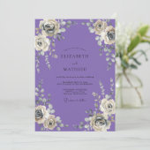 Invitation Mariage Fleur de Lavande Argentée (Debout devant)