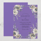 Invitation Mariage Fleur de Lavande Argentée (Devant / Derrière)