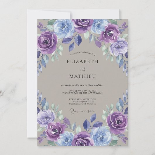 Invitation Mariage Fleur de Lavande Bleue (Devant)