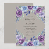 Invitation Mariage Fleur de Lavande Bleue (Devant / Derrière)