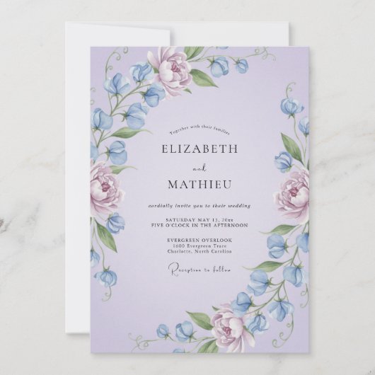 Invitation Mariage Fleur de Lavande Délicate (Devant)