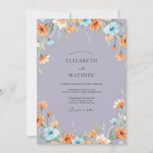 Invitation Mariage Fleur de Lavande Douce et Abricot