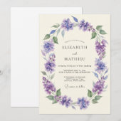 Invitation Mariage Fleur de Lavande Impressionniste (Devant / Derrière)