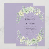 Invitation Mariage Fleur de Lavande Menthe (Devant / Derrière)