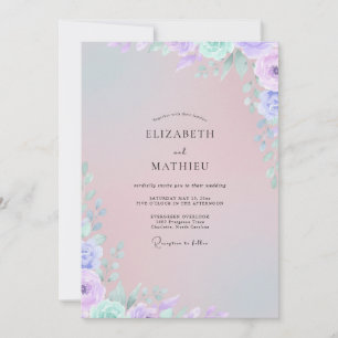 Invitation Mariage Fleur de Lavande Pâle Aquarelle
