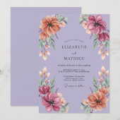 Invitation Mariage Fleur de Lavande Peinte (Devant / Derrière)