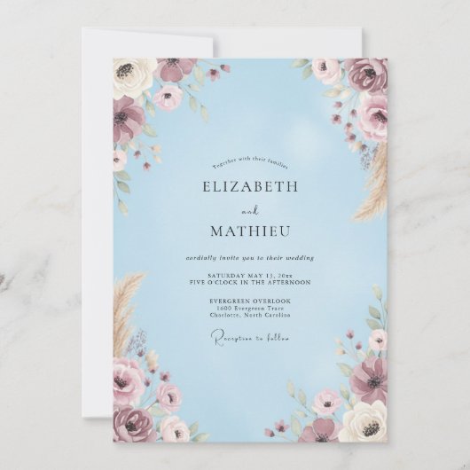 Invitation Mariage Fleur de Lavande Pervenche (Devant)