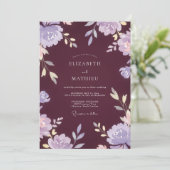 Invitation Mariage Fleur de Lavande Plum (Debout devant)