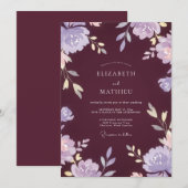 Invitation Mariage Fleur de Lavande Plum (Devant / Derrière)
