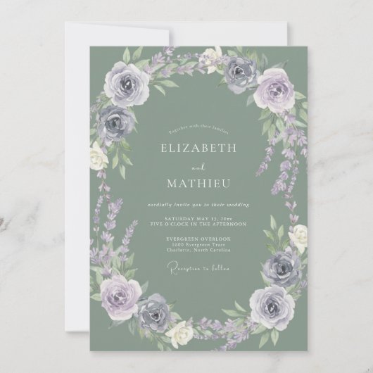 Invitation Mariage Fleur de Lavande Poussiéreuse (Devant)