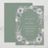 Invitation Mariage Fleur de Lavande Poussiéreuse (Devant / Derrière)