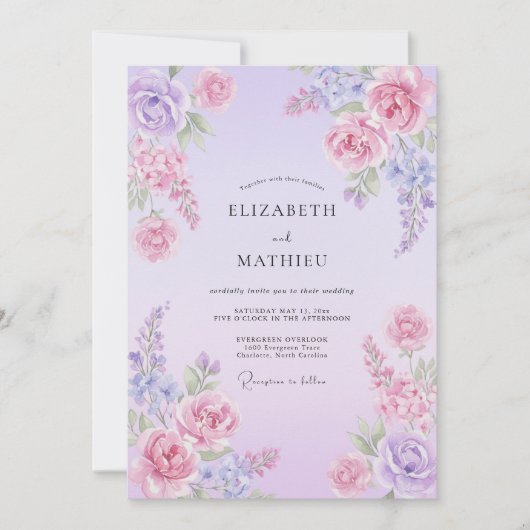 Invitation Mariage Fleur de Lavande Rêveuse (Devant)