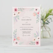Invitation Mariage Fleur de Lavande Rose (Debout devant)