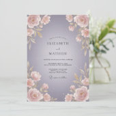 Invitation Mariage Fleur de Lavande Rose (Debout devant)