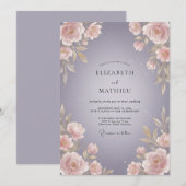Invitation Mariage Fleur de Lavande Rose (Devant / Derrière)