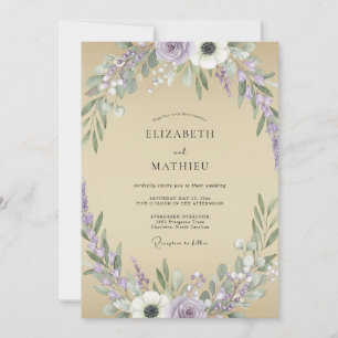 Invitation Mariage Fleur de Lavande Sable