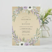 Invitation Mariage Fleur de Lavande Sable (Debout devant)