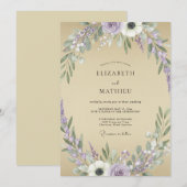 Invitation Mariage Fleur de Lavande Sable (Devant / Derrière)