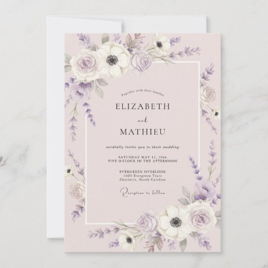 Invitation Mariage Fleur de Lavande Sérène (Devant)