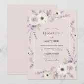 Invitation Mariage Fleur de Lavande Sérène (Devant / Derrière)