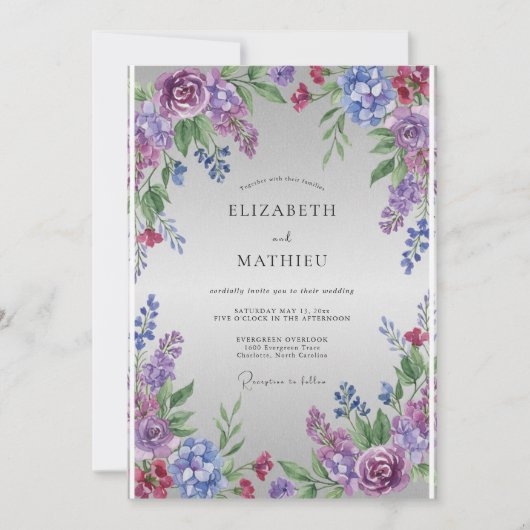 Invitation Mariage Fleur de Lavande Violette (Devant)