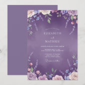 Invitation Mariage Fleur de Lavande Violette (Devant / Derrière)