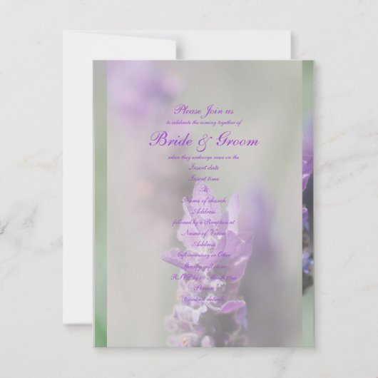 Invitation Mariage fleur de lavande violette | Personnaliser (Devant)