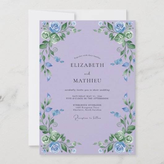 Invitation Mariage Fleur de Lilac Cornflower (Devant)