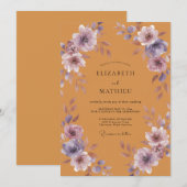 Invitation Mariage Fleur de Lilas Ambre (Devant / Derrière)