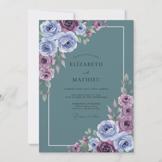 Invitation Mariage Fleur de Lilas Ardoise (Devant)