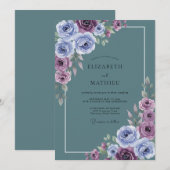 Invitation Mariage Fleur de Lilas Ardoise (Devant / Derrière)