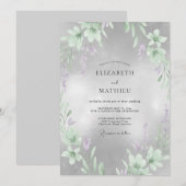 Invitation Mariage Fleur de Lilas Argenté (Devant / Derrière)
