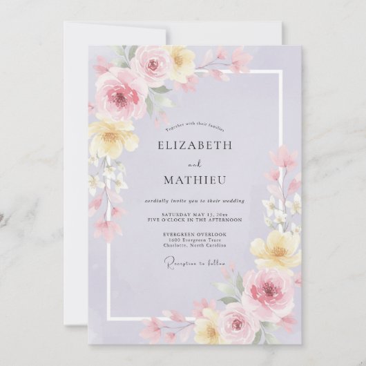 Invitation Mariage Fleur de Lilas Beurre (Devant)