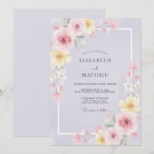 Invitation Mariage Fleur de Lilas Beurre (Devant / Derrière)