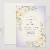 Invitation Mariage Fleur de Lilas Beurre (Devant / Derrière)
